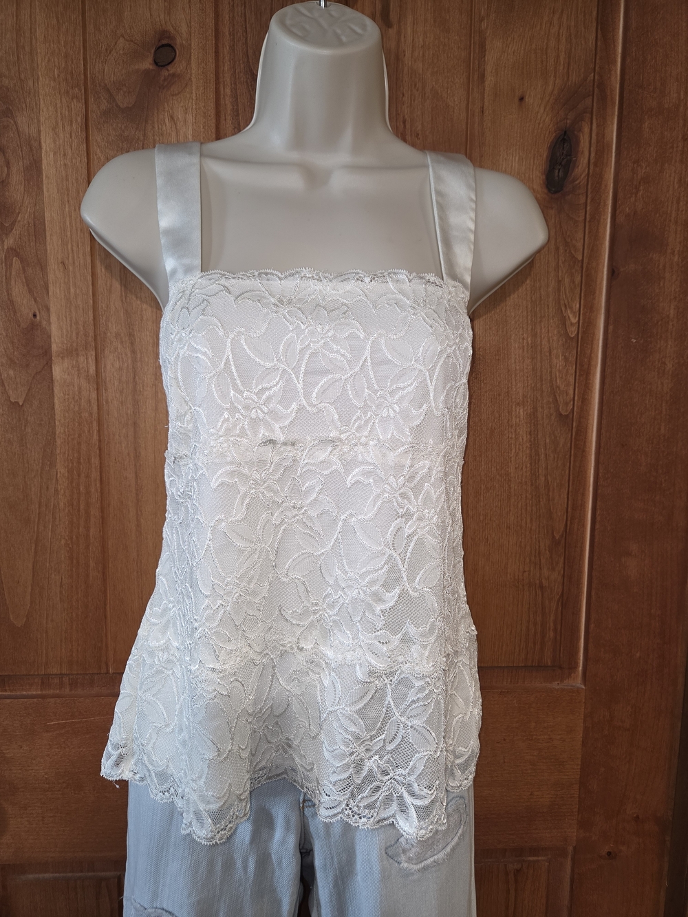 Coldwater Creek White Lace Camisole with Satin Straps